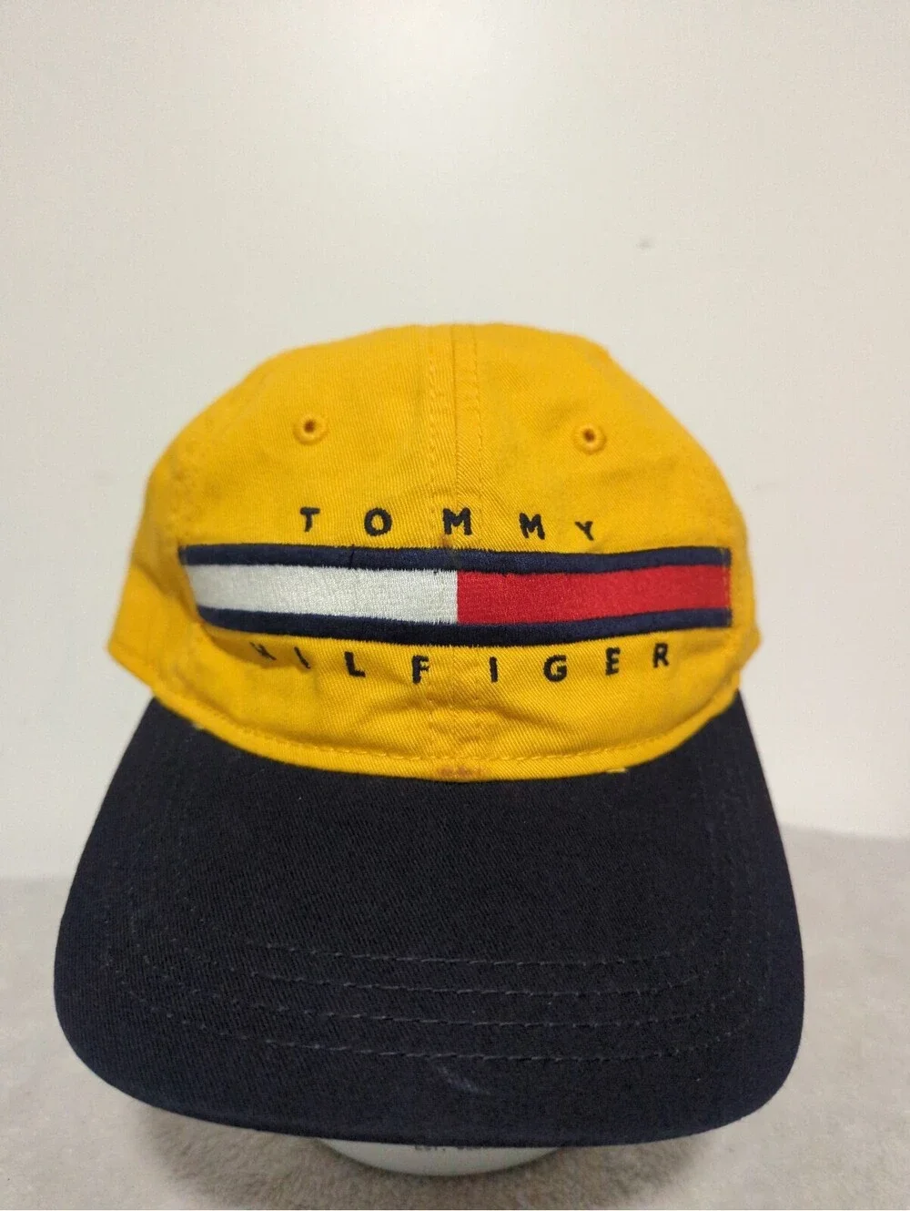 Tommy Hilfiger Yellow and Navy Baseball Cap Hat Adjustable Strap One Size